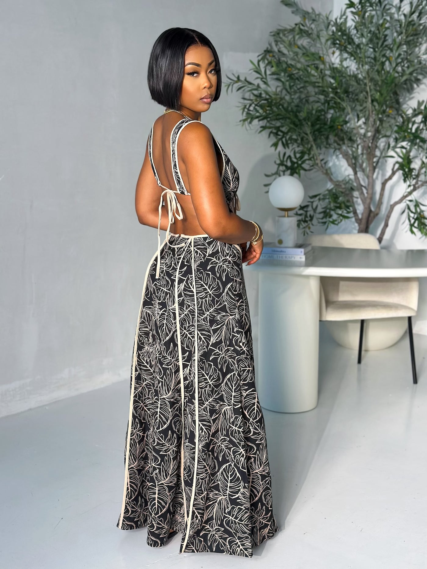 Florence Maxi Dress (Black/Beige)