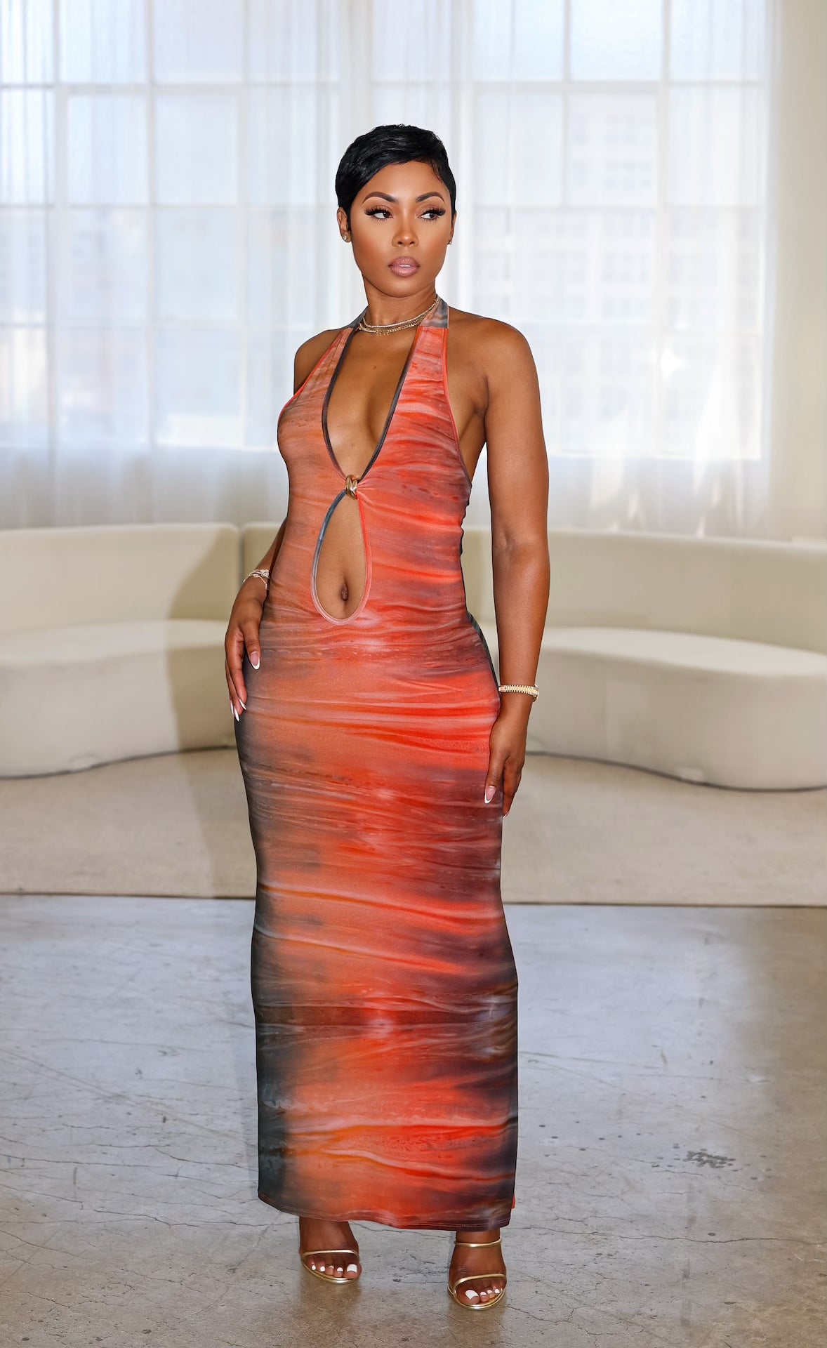 Ocean Sunsets Dress (Red)