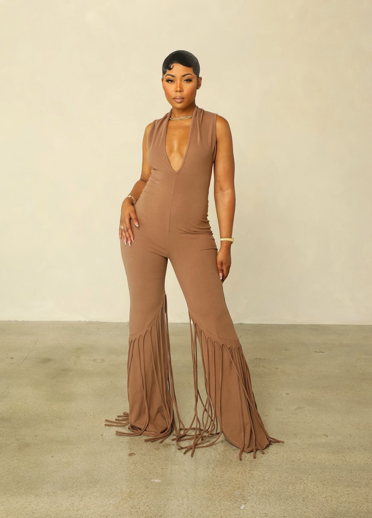 Let Me Pop Out Jumpsuit (Taupe)