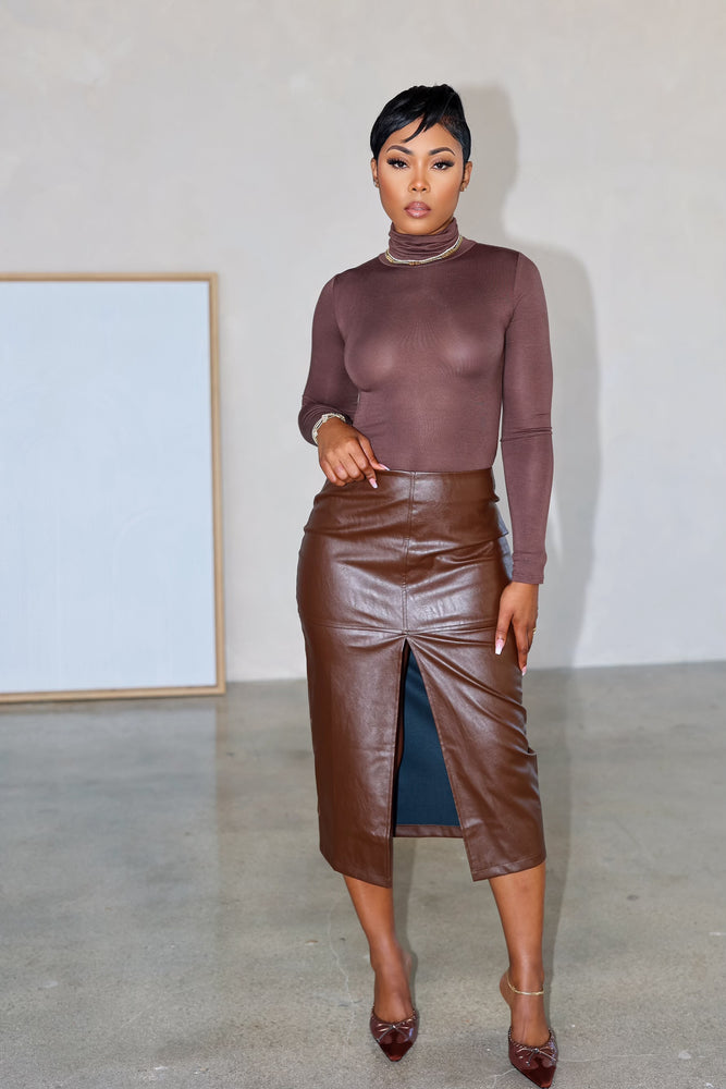 Pretty & Paid Midi Skirt (Brown)