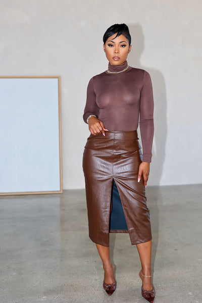 Pretty & Paid Midi Skirt (Brown)