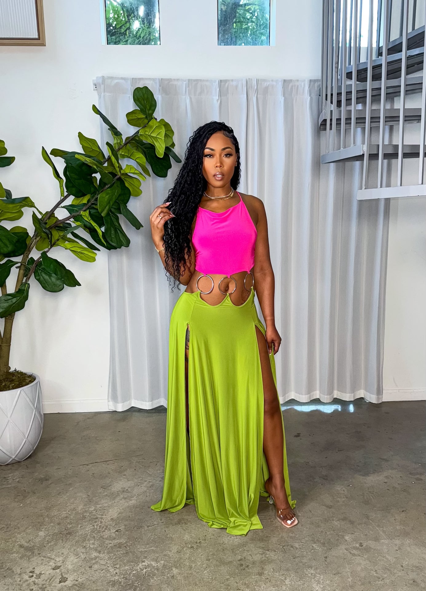 Mamacita Dress (Fuchsia/Lime)