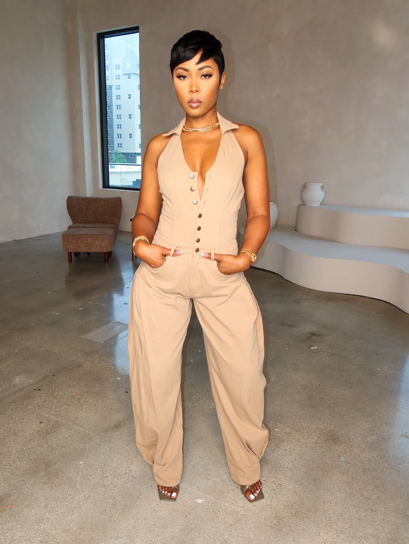 Jetsetter Babe Jumpsuit (Taupe)