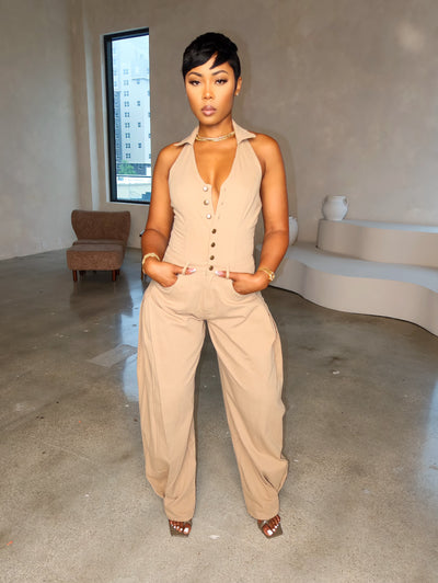 Jetsetter Babe Jumpsuit (Taupe)