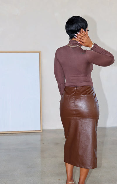 Pretty & Paid Midi Skirt (Brown)