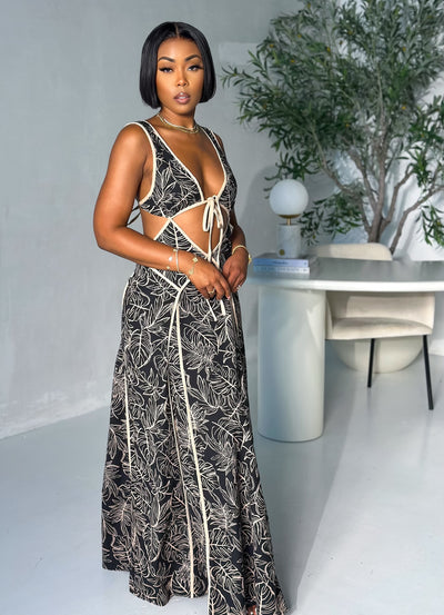 Florence Maxi Dress (Black/Beige)