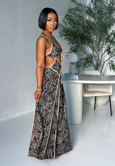 Florence Maxi Dress (Black/Beige)
