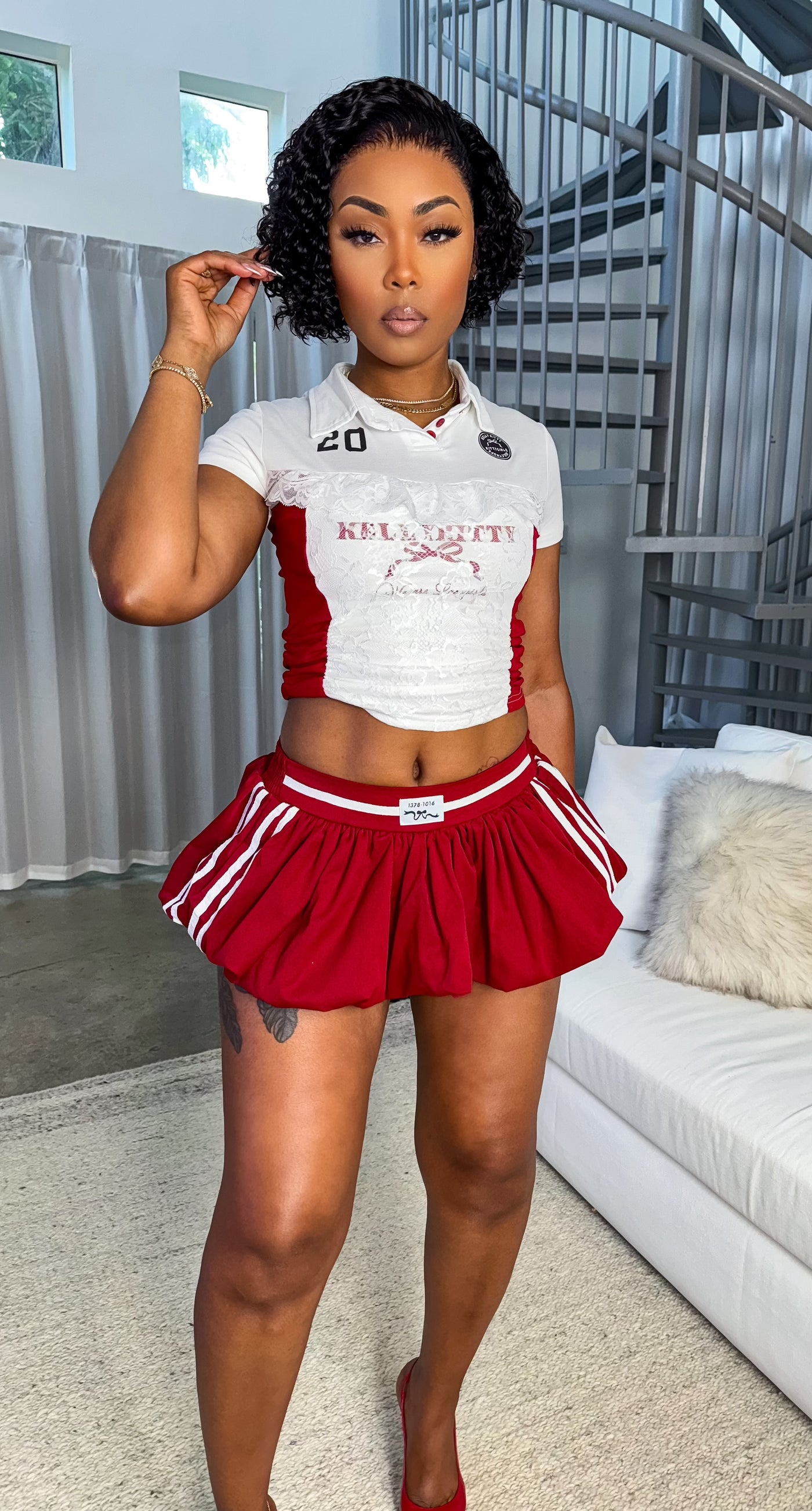 Girl Code Skirt Set (Red)
