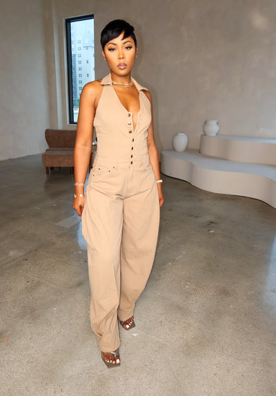 Jetsetter Babe Jumpsuit (Taupe)