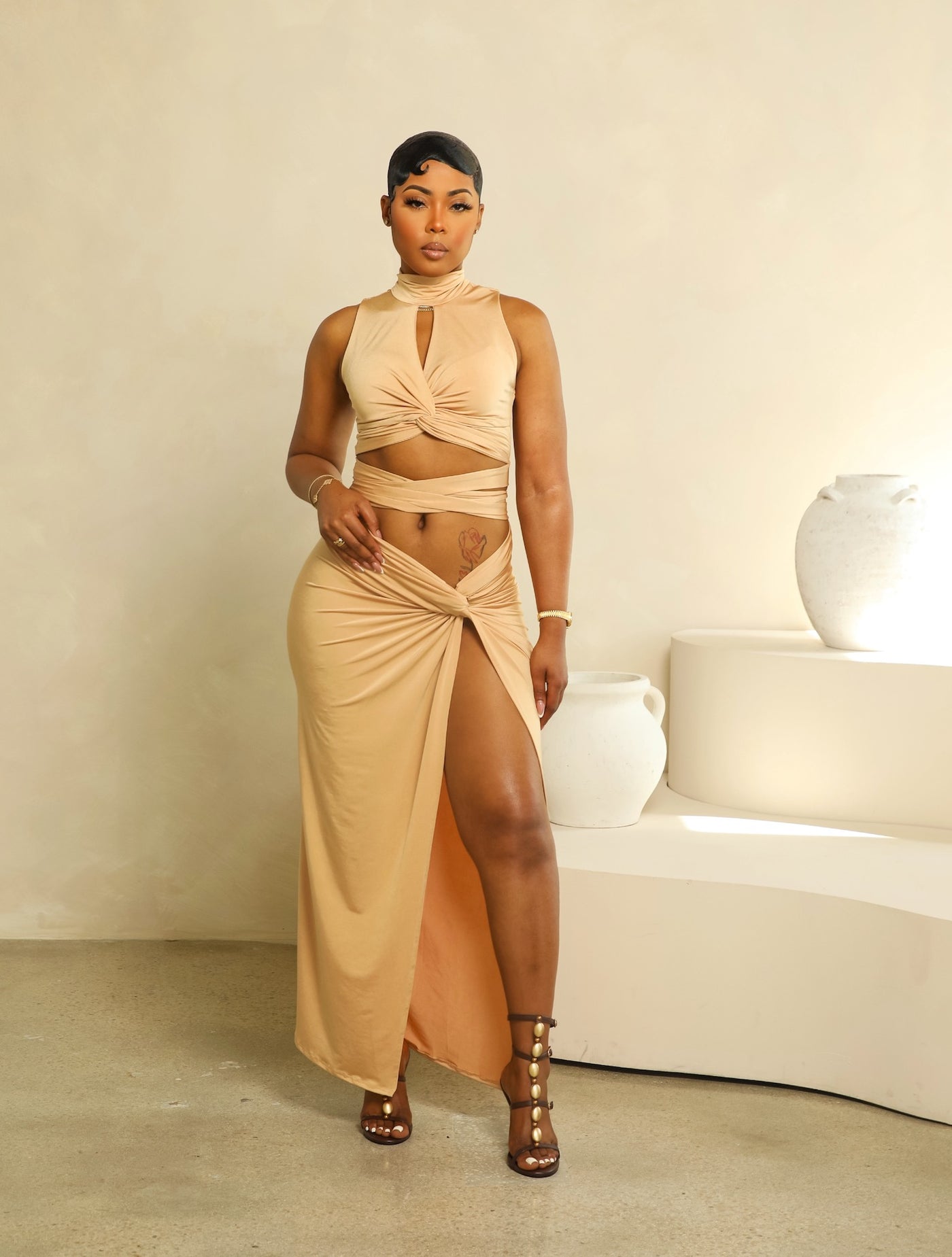 Eliza Skirt Set (Taupe)