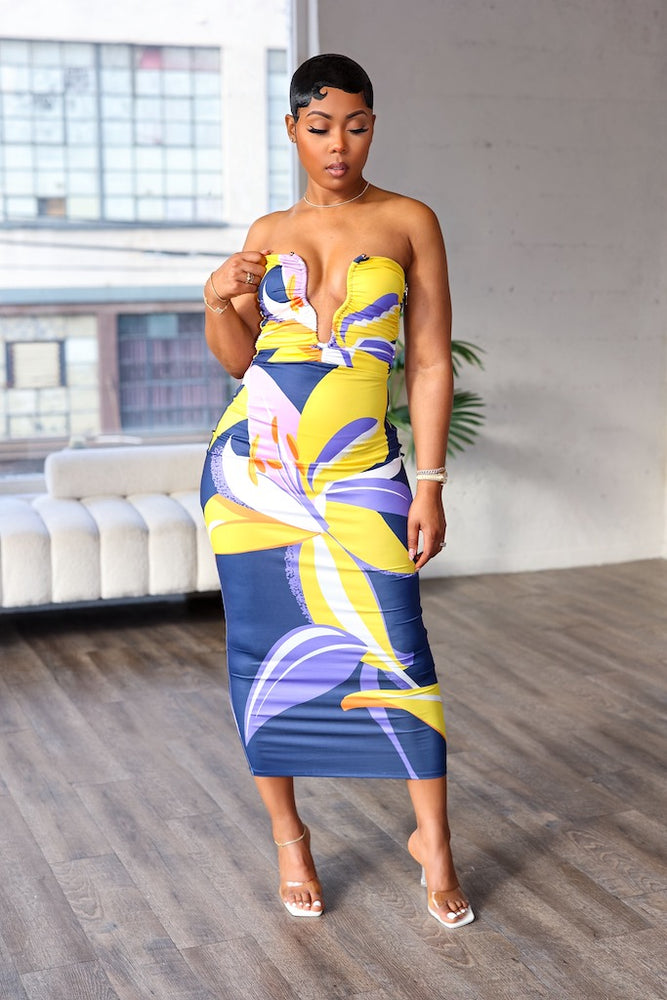 Pardon My Pretty Midi Dress (Yellow)