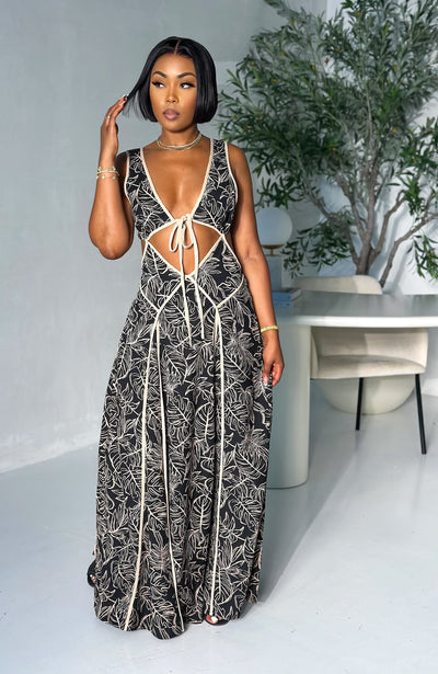 Florence Maxi Dress (Black/Beige)