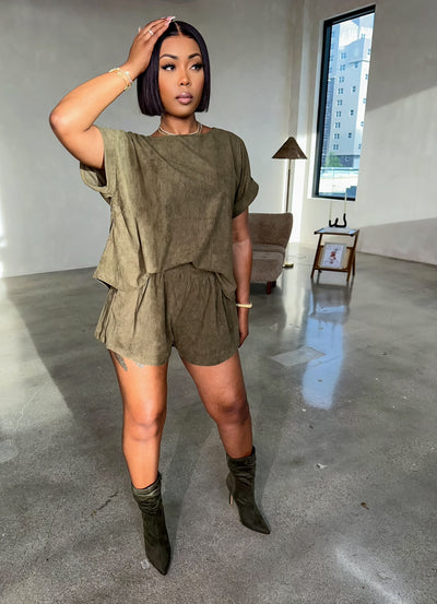 Autumn Shorts Set (Olive)