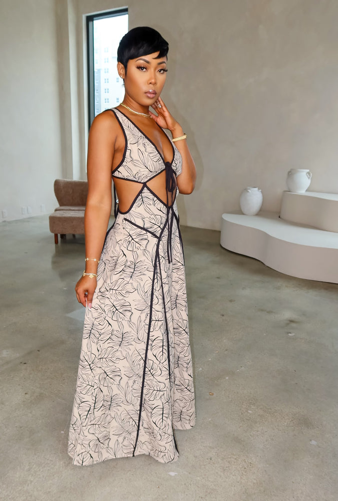 Florence Maxi Dress (Beige/Black)