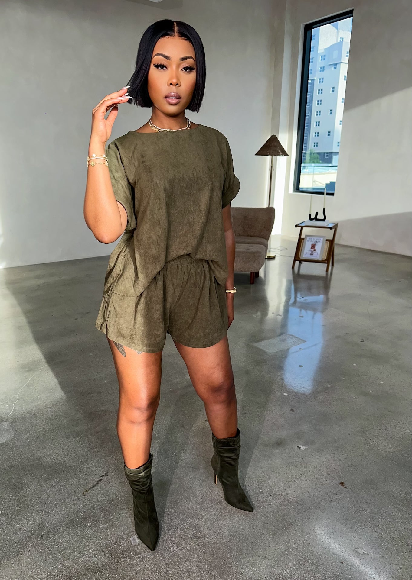 Autumn Shorts Set (Olive)