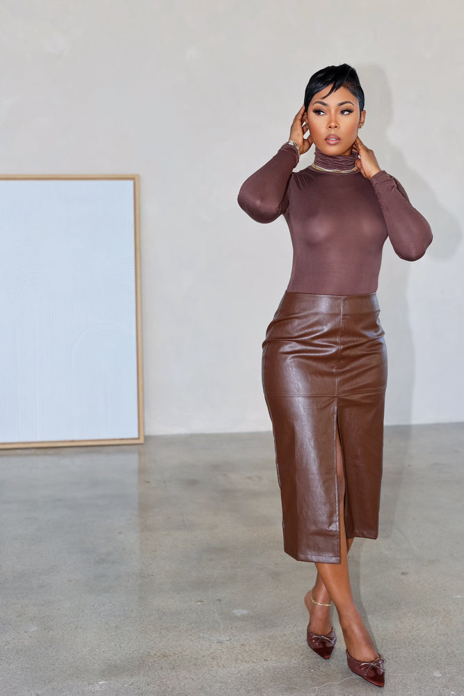Pretty & Paid Midi Skirt (Brown)