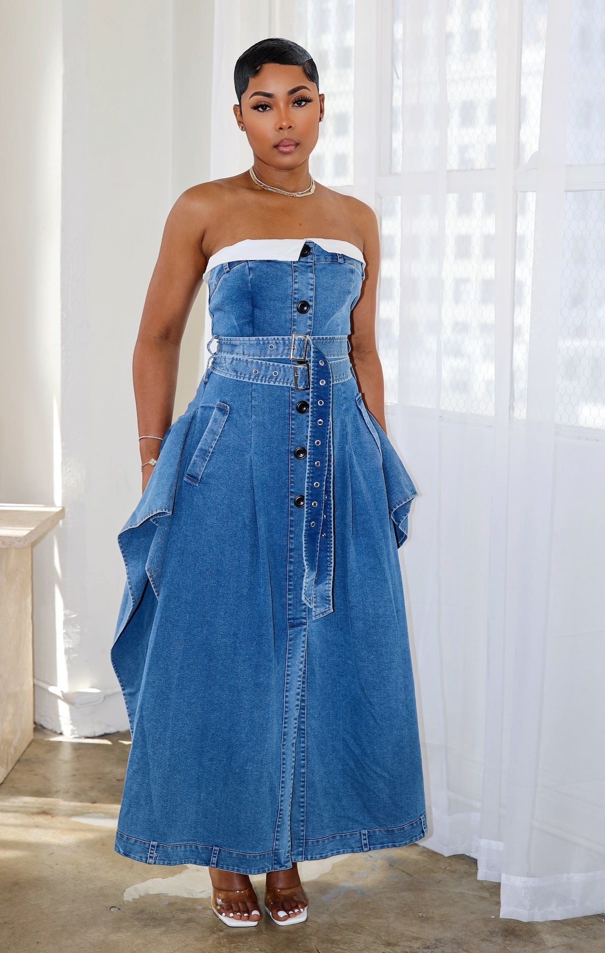 Hold Me Tight Denim Dress