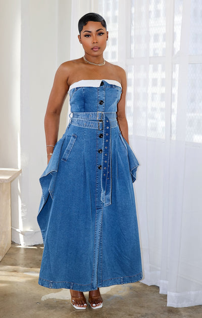 Hold Me Tight Denim Dress