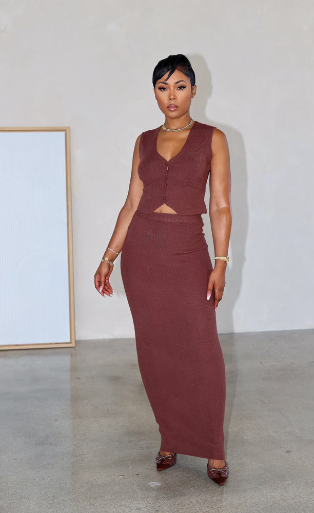 Power Trip Skirt Set (Brown)