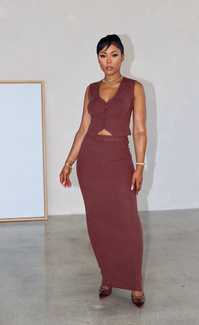 Power Trip Skirt Set (Brown)