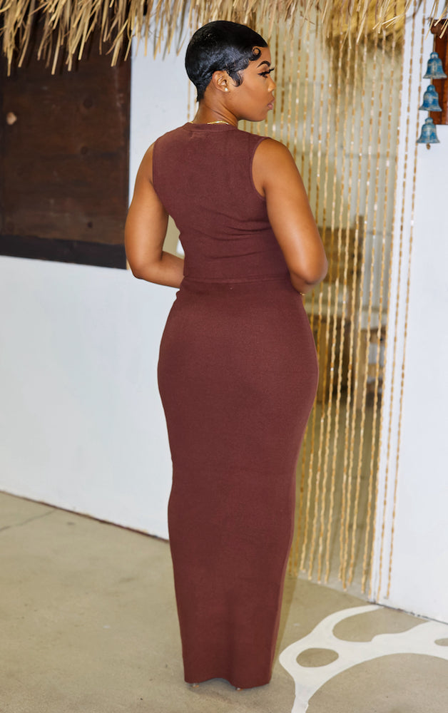 Power Trip Skirt Set (Brown)