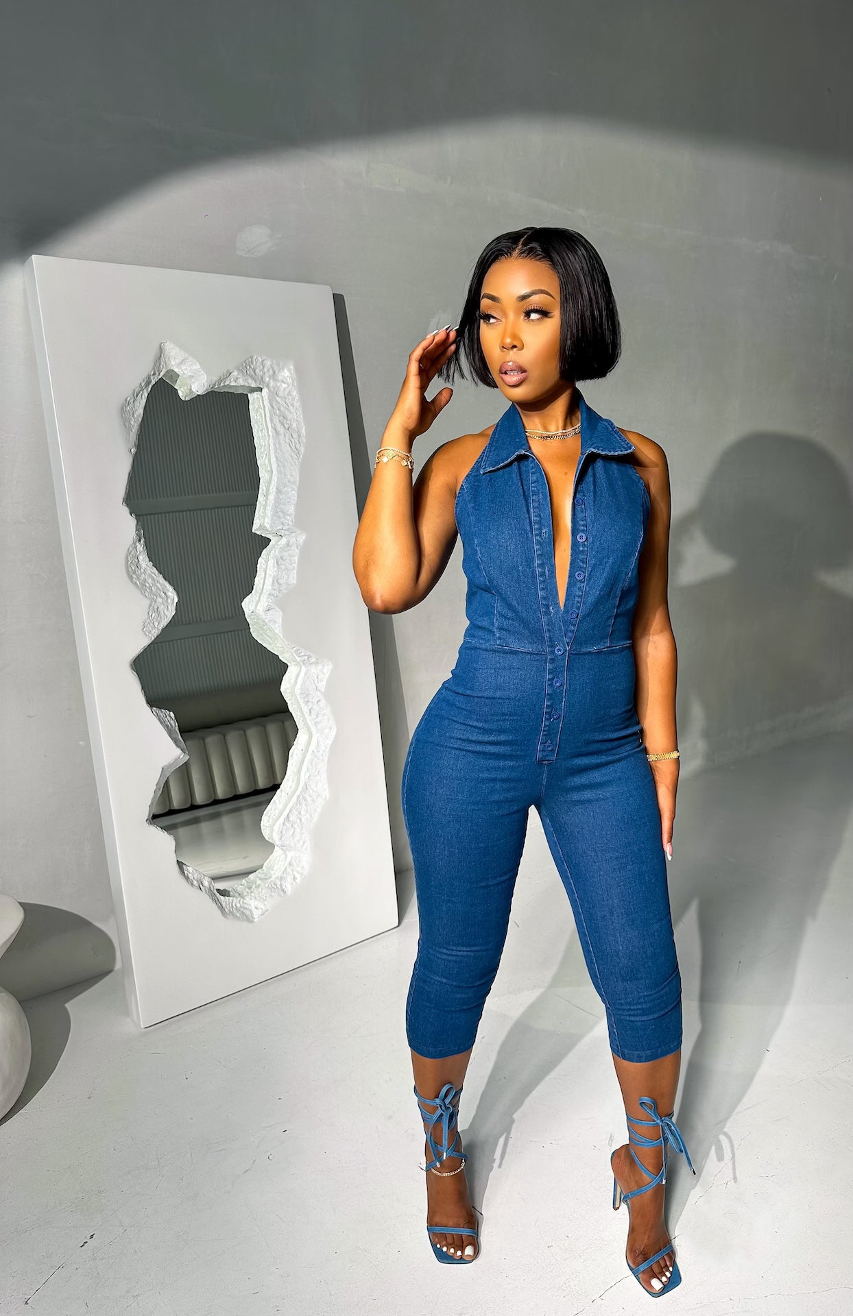 Devine Denim Jumpsuit (Dark Denim)