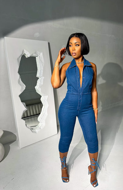 Devine Denim Jumpsuit (Dark Denim)