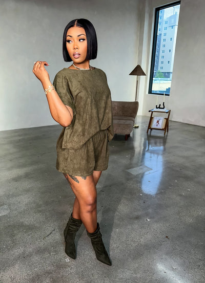 Autumn Shorts Set (Olive)