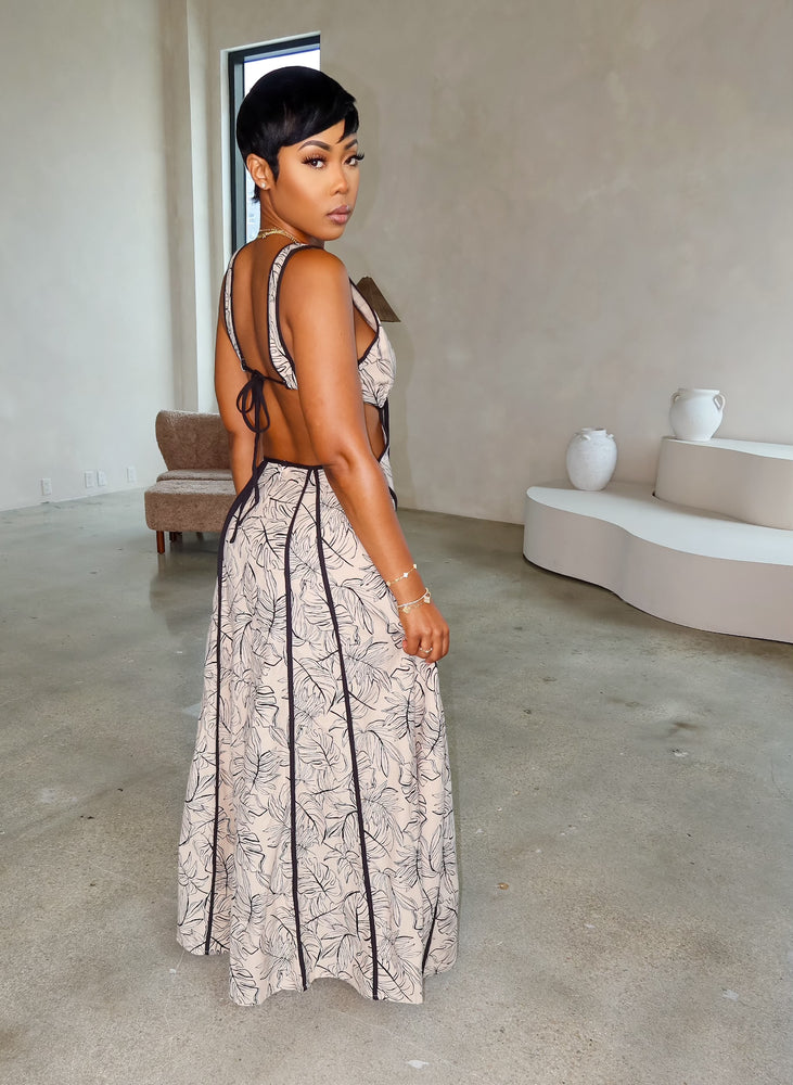 Florence Maxi Dress (Beige/Black)