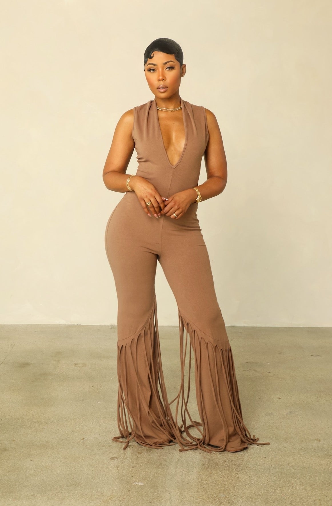 Let Me Pop Out Jumpsuit (Taupe)