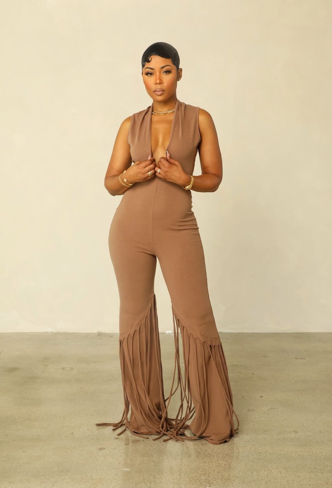 Let Me Pop Out Jumpsuit (Taupe)