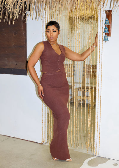 Power Trip Skirt Set (Brown)