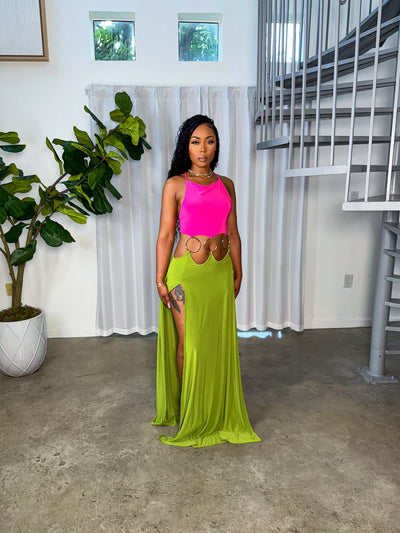 Mamacita Dress (Fuchsia/Lime)