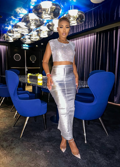 Diva Midi Skirt (Silver)