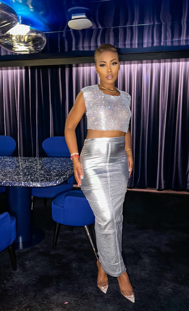 Diva Midi Skirt (Silver)