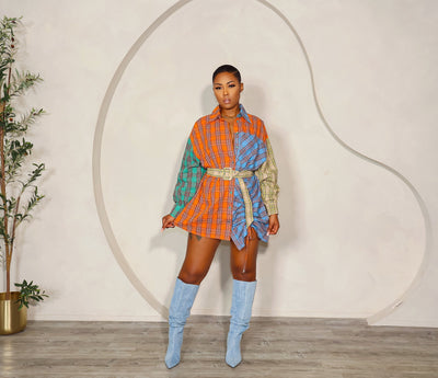Mixed Feelings Dress (Orange Multi)