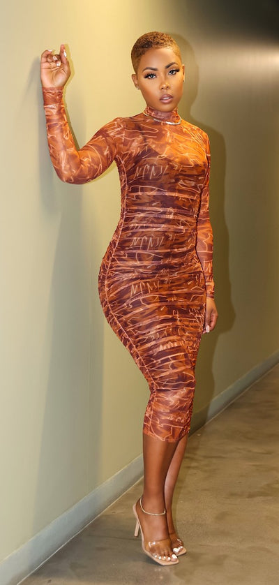 Unleash Midi Dress (Brown)