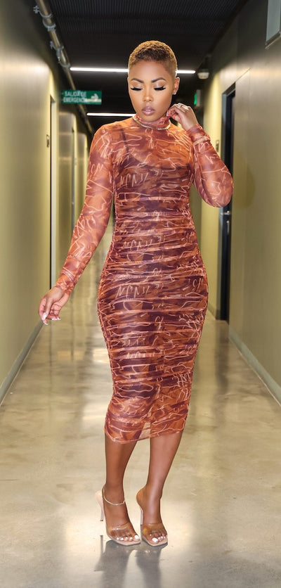 Unleash Midi Dress (Brown)