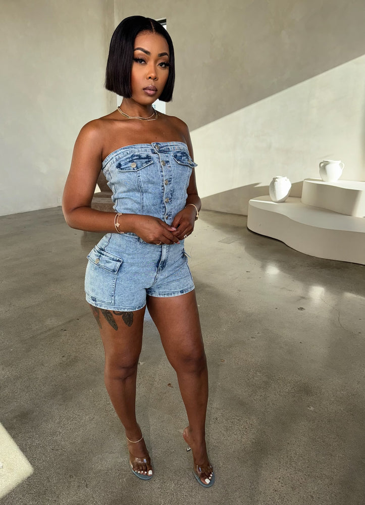 Prototype Romper (Light Denim)