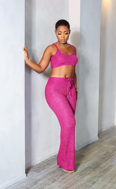 Hidden Treasure Pants Set (Fuchsia/Purple)