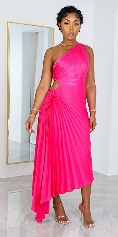 Monte Carlo Midi Dress (Hot Pink)