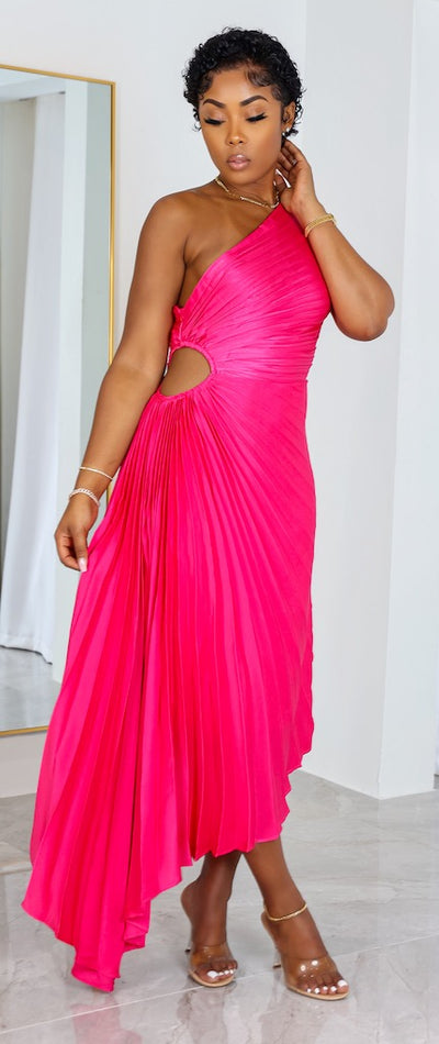 Monte Carlo Midi Dress (Hot Pink)