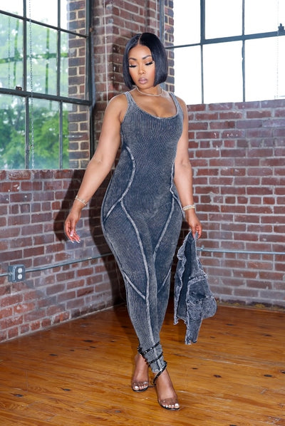 Top Notch Jumpsuit Set (Acid Black)