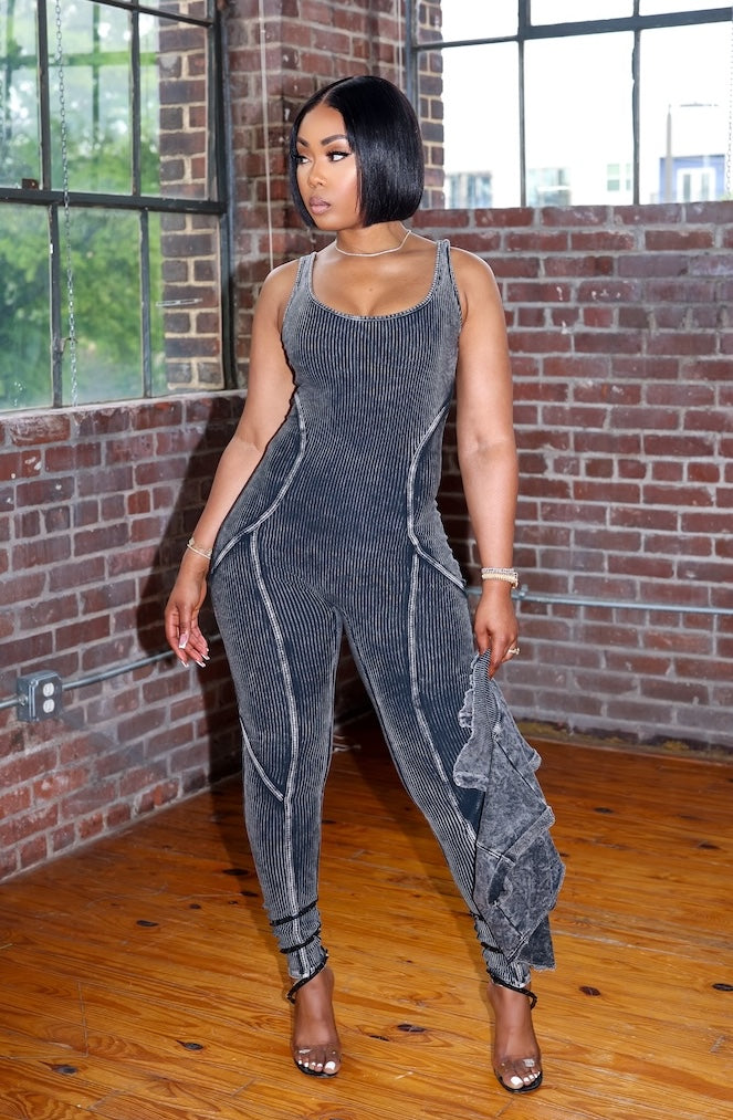 Top Notch Jumpsuit Set (Acid Black)