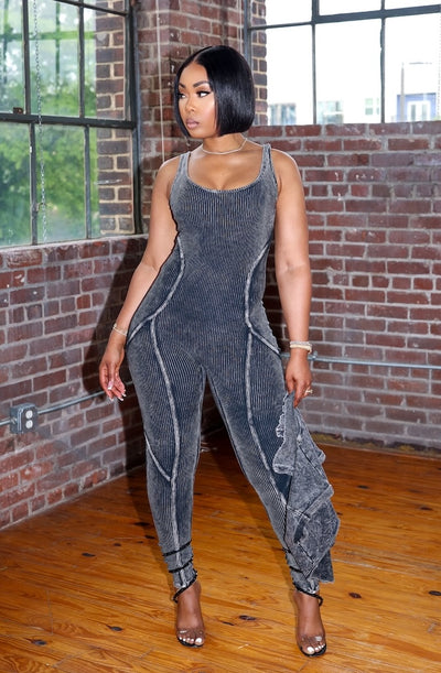 Top Notch Jumpsuit Set (Acid Black)