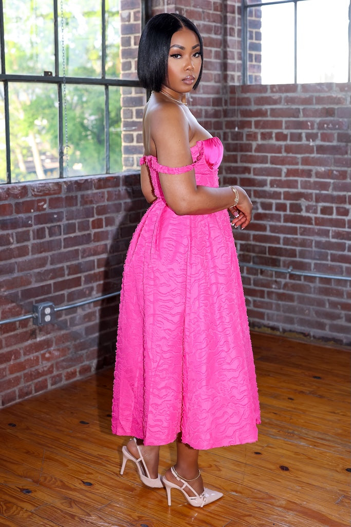 Kentucky Derby Midi Dress (Fuchsia)
