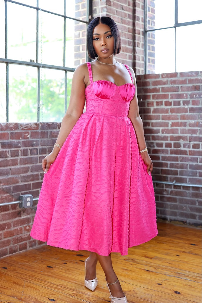 Kentucky Derby Midi Dress (Fuchsia)