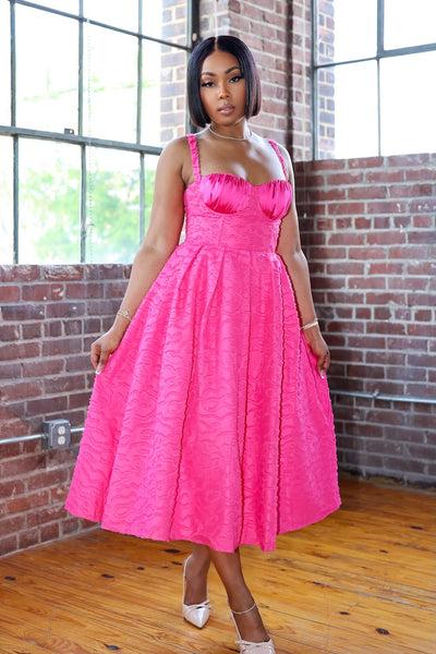 Kentucky Derby Midi Dress (Fuchsia)