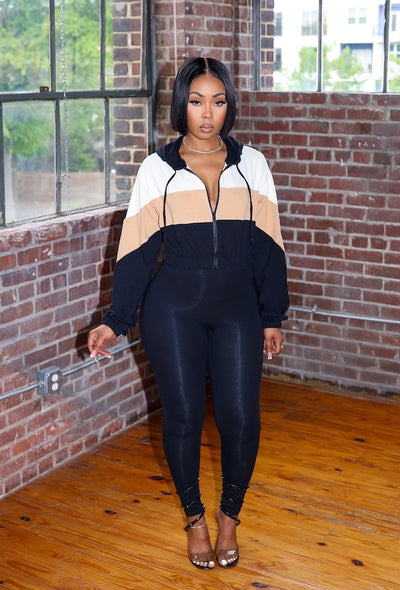 Pretty Girl Leisure Set (Black/Khaki/Natural)