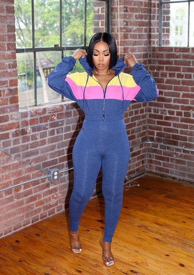 Pretty Girl Leisure Set (Denim Blue/Pink/Yellow)